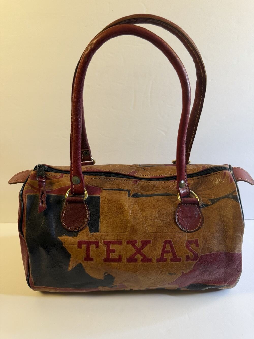 Vintage 1992 Texas The Lone Star State Genuine Leather - handle bag